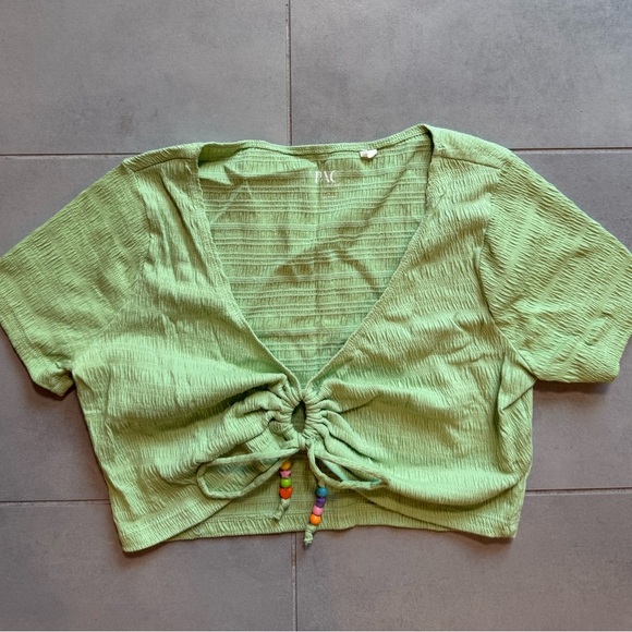 PacSun Green Textured Crop Top with Tie Front  
- PacCares Keyhole T-Shirt - Picture 5 of 8